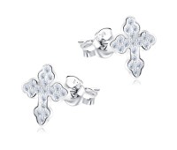 Cute Cross with Crystal Silver Stud Earring STS-5155